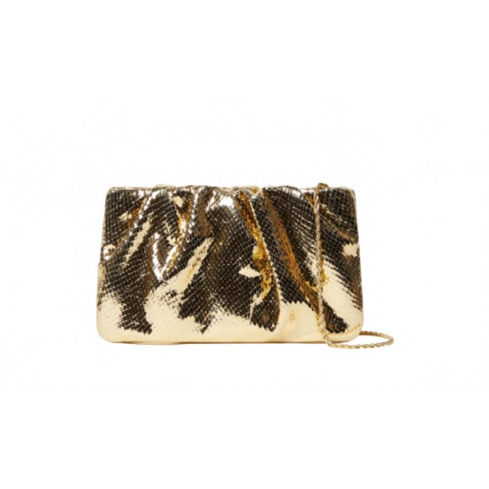 NEW LOEFFLER RANDALL serena gathered leather clutch in silver